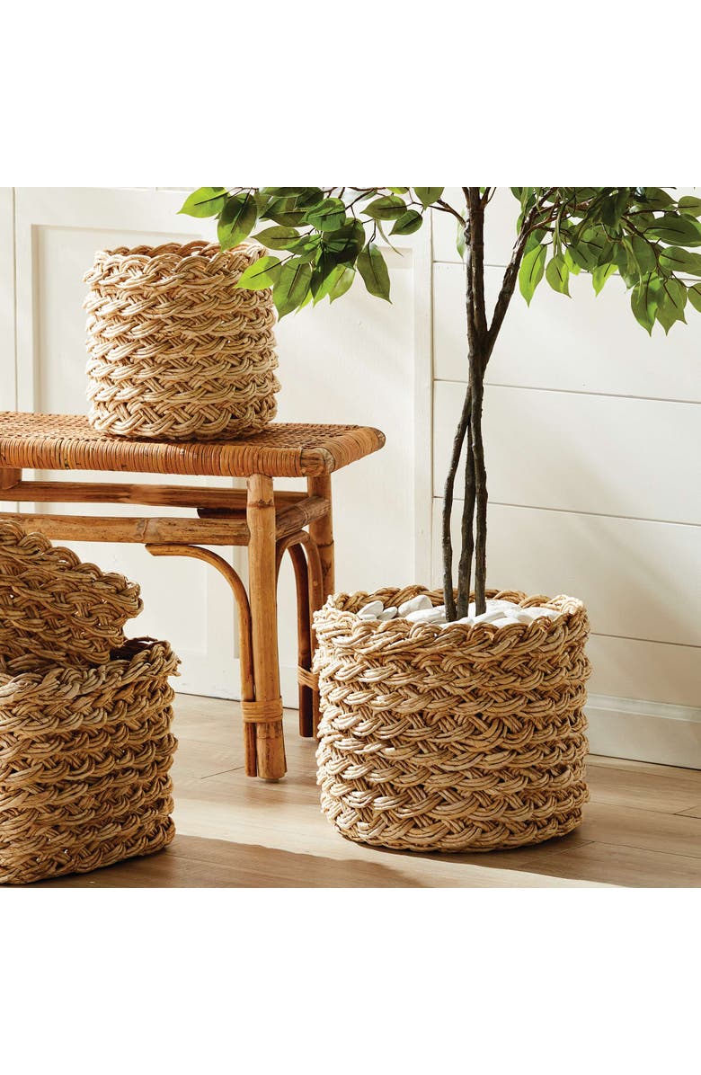 Napa Home & Garden Abaca French Braid Storage Baskets Round Set Of 2, Main, color, 
