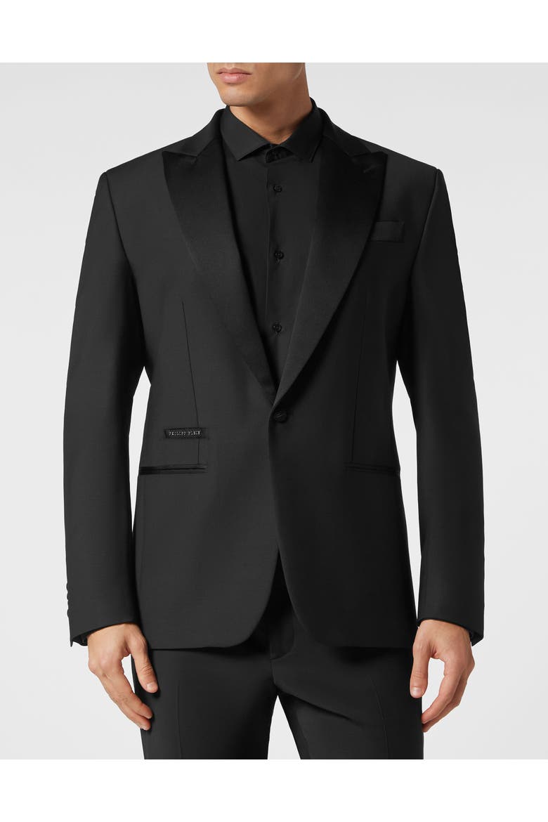 One-Button Blazer Slim Fit Tattoo Men, Main, color, black