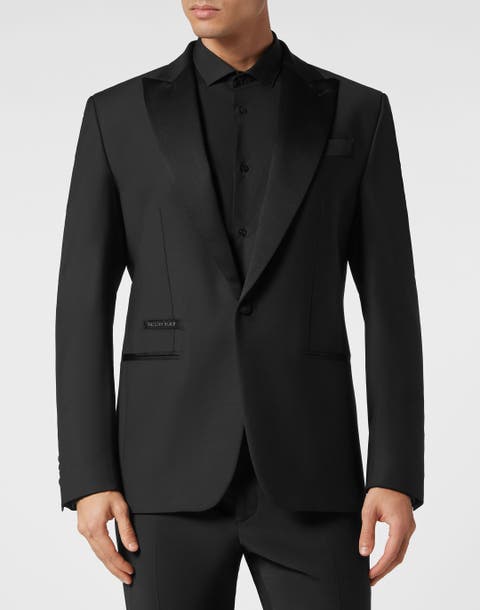 One-Button Blazer Slim Fit Tattoo Men