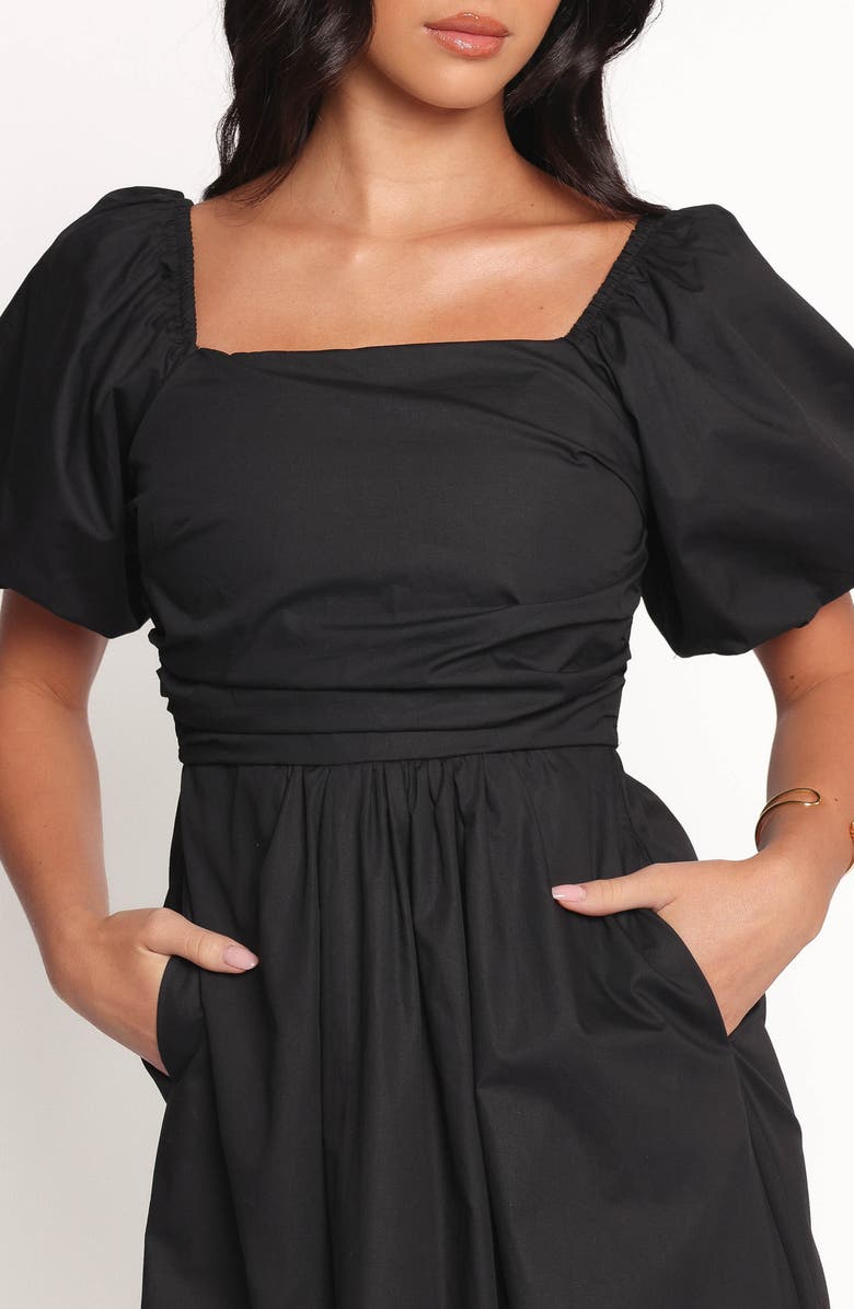 Petal & Pup Clo Puff Sleeve Midi Dress, Alternate, color, Black