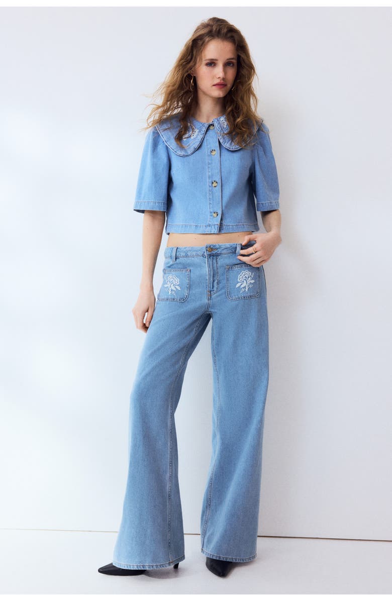 H&M Wide Regular Waist Jeans, Alternate, color, Light Denim Blue