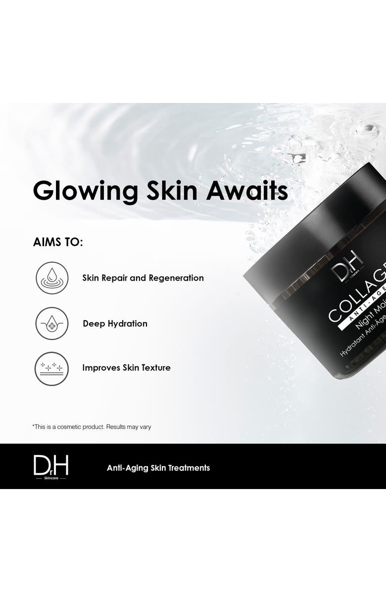 Dr H Collagen Anti-Ageing Night Moisturiser 60ml, Alternate, color, White