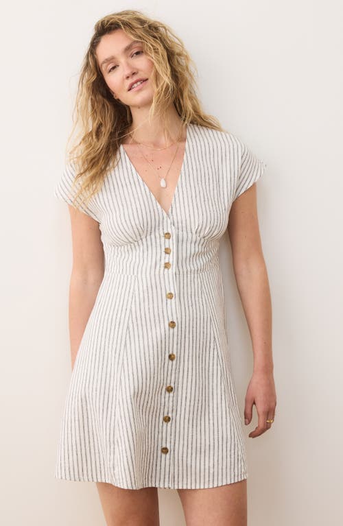 MARINE LAYER MARINE LAYER CAMILA STRIPE BUTTON FRONT HEMP BLEND MINIDRESS 
