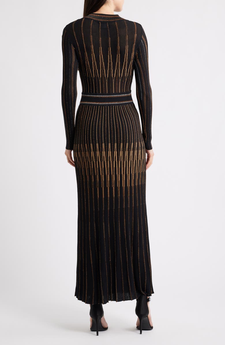 Elie Tahari The Alicia Long Sleeve Metallic Stripe Sweater Dress, Alternate, color, 