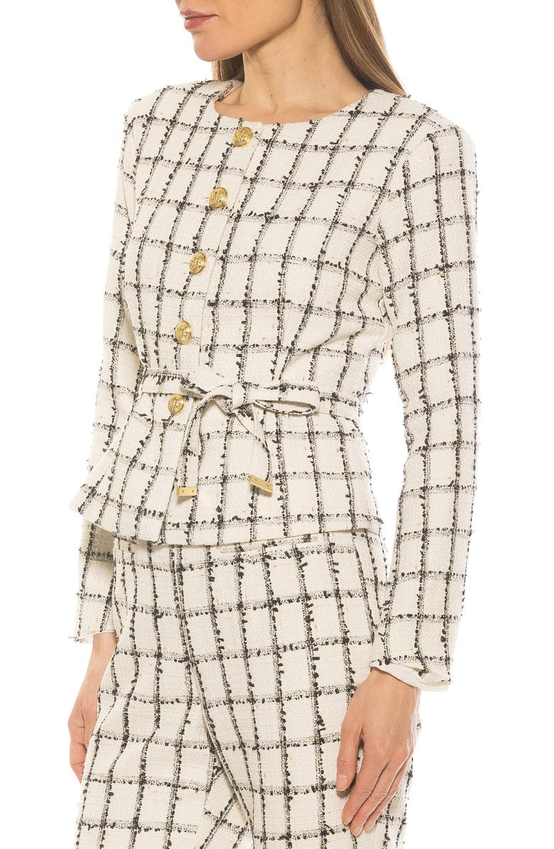 Alexia Admor Arjun Plaid Jacket, Alternate, color, Ivory Plaid