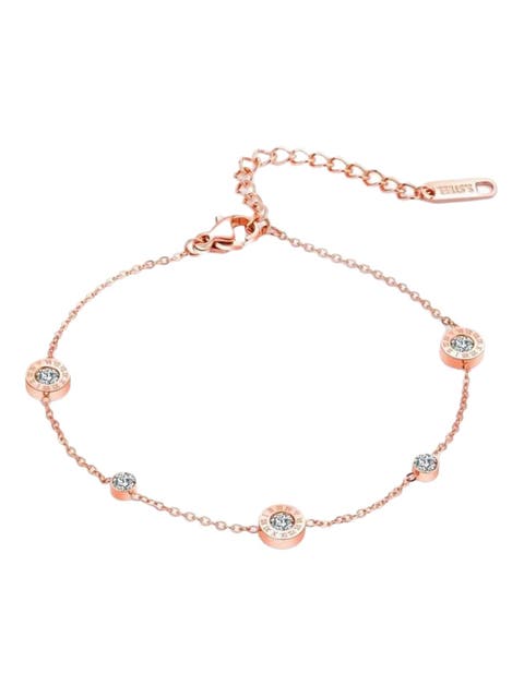 Dainty Rose Gold Bracelet with Five Cubic Zirconia Stones