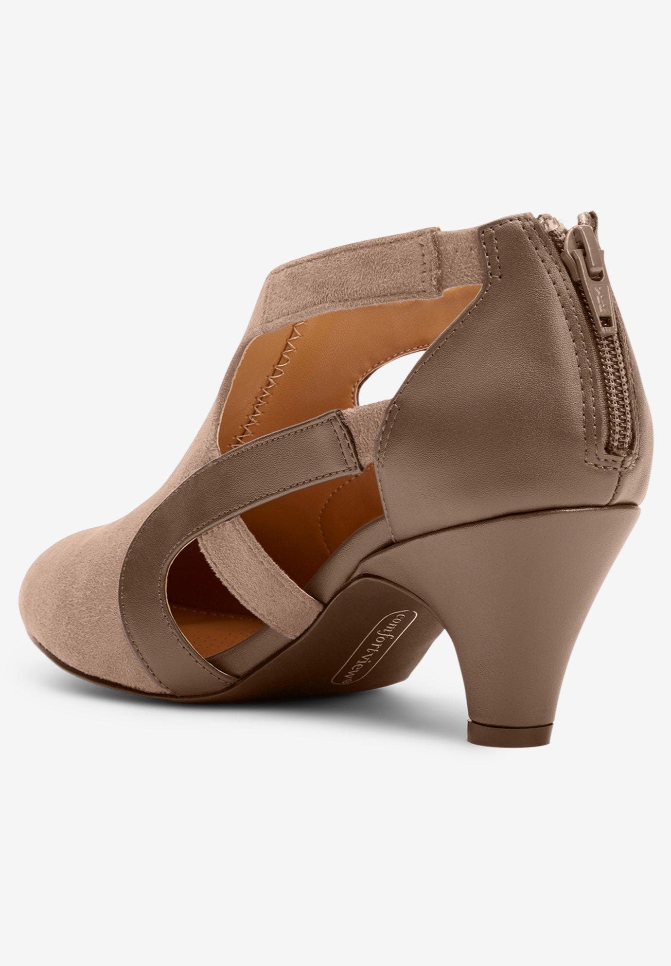 The Sage Suede Like Shootie Pump, Alternate, color, DARK TAUPE