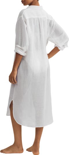Margot Long Sleeve Cotton Cover-Up Shirtdress