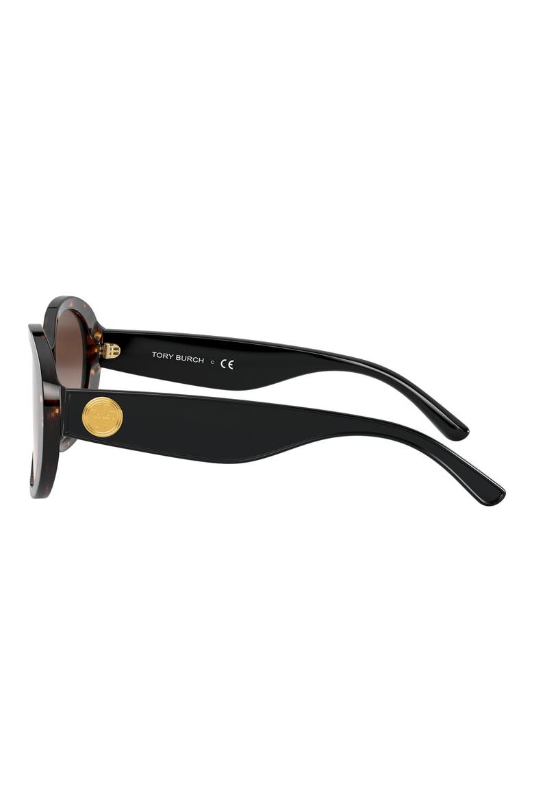 55mm Oval Sunglasses, Alternate, color, DK TORT