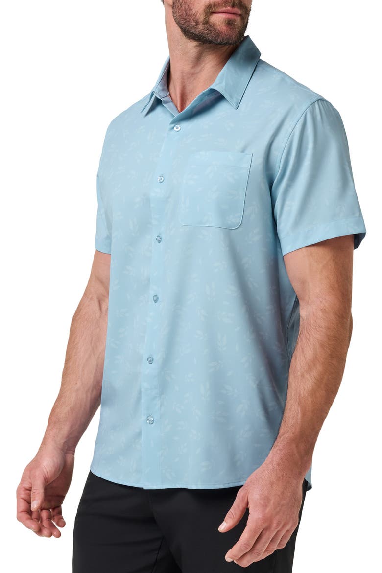 Techwoven Waterfall Short Sleeve Performance Button-Up Shirt, Alternate, color, DREAM BLUE