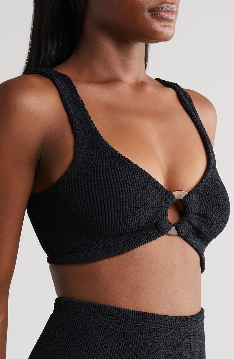 Hunza G Nadine Stripe Two-Piece Swimsuit, Alternate, color, Black