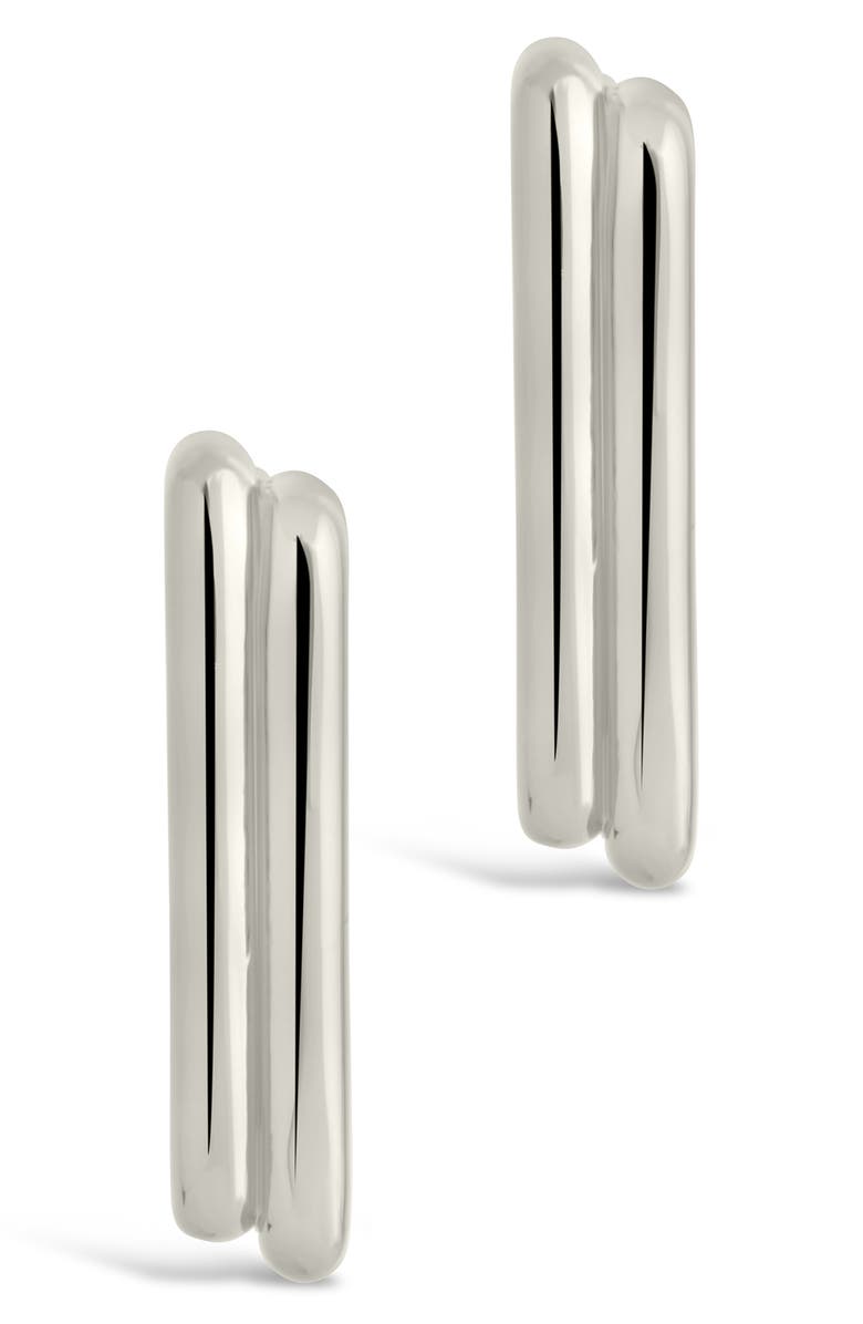 Sterling Forever Baguette Hoop Earrings, Alternate, color, Silver