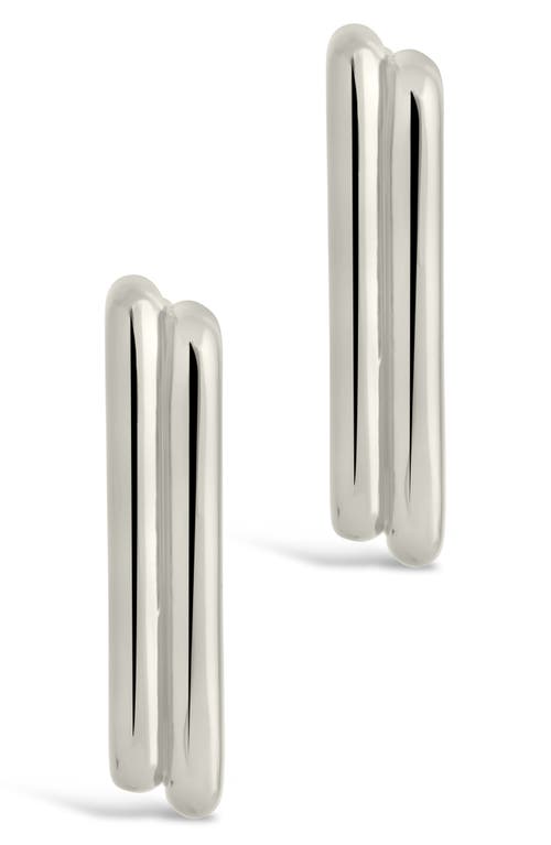 Sterling Forever Baguette Hoop Earrings In Metallic