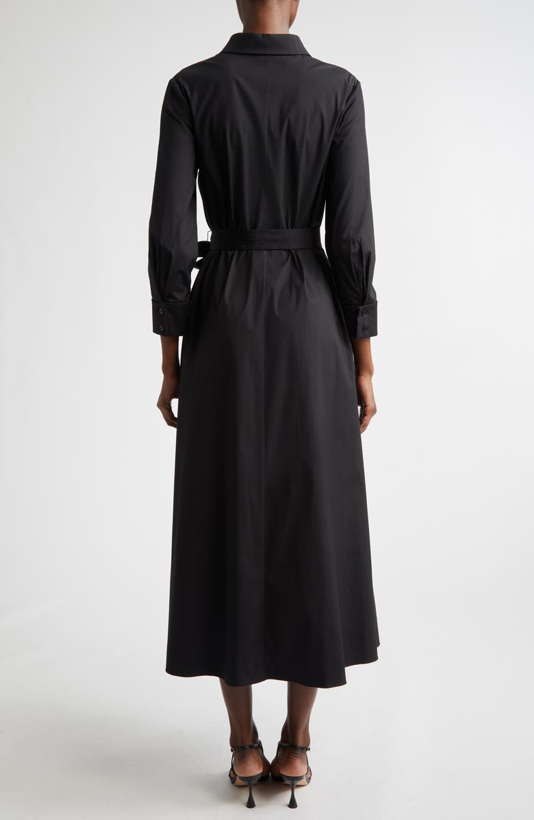 Carolina Herrera Poppy Embroidered Belted Stretch Poplin Shirtdress, Alternate, color, Black Multi