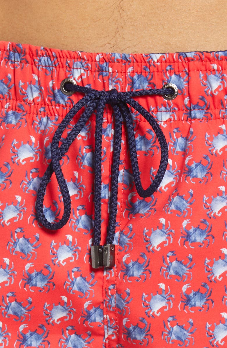 Bugatchi Crab Print Swim Trunks, Alternate, color, 