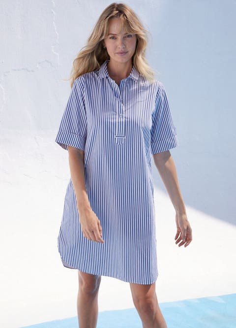 LEONIE - Pinstriped Shirt Dress