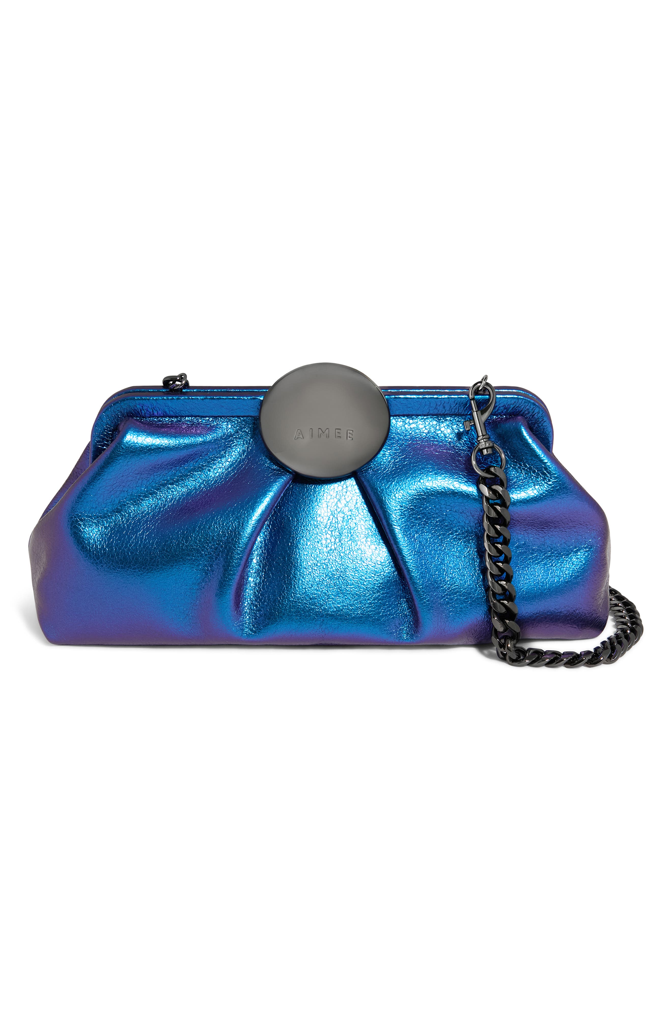 AIMEE Full Circle Frame Clutch, Alternate, color, Midnight Metallic