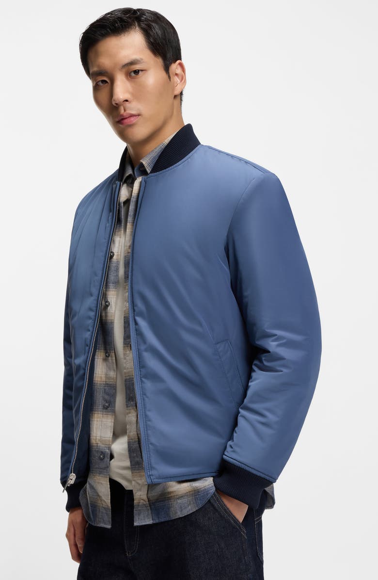 BOSS Corle Quilted Water Repellent Reversible Bomber Jacket, Alternate, color, Dark Blue