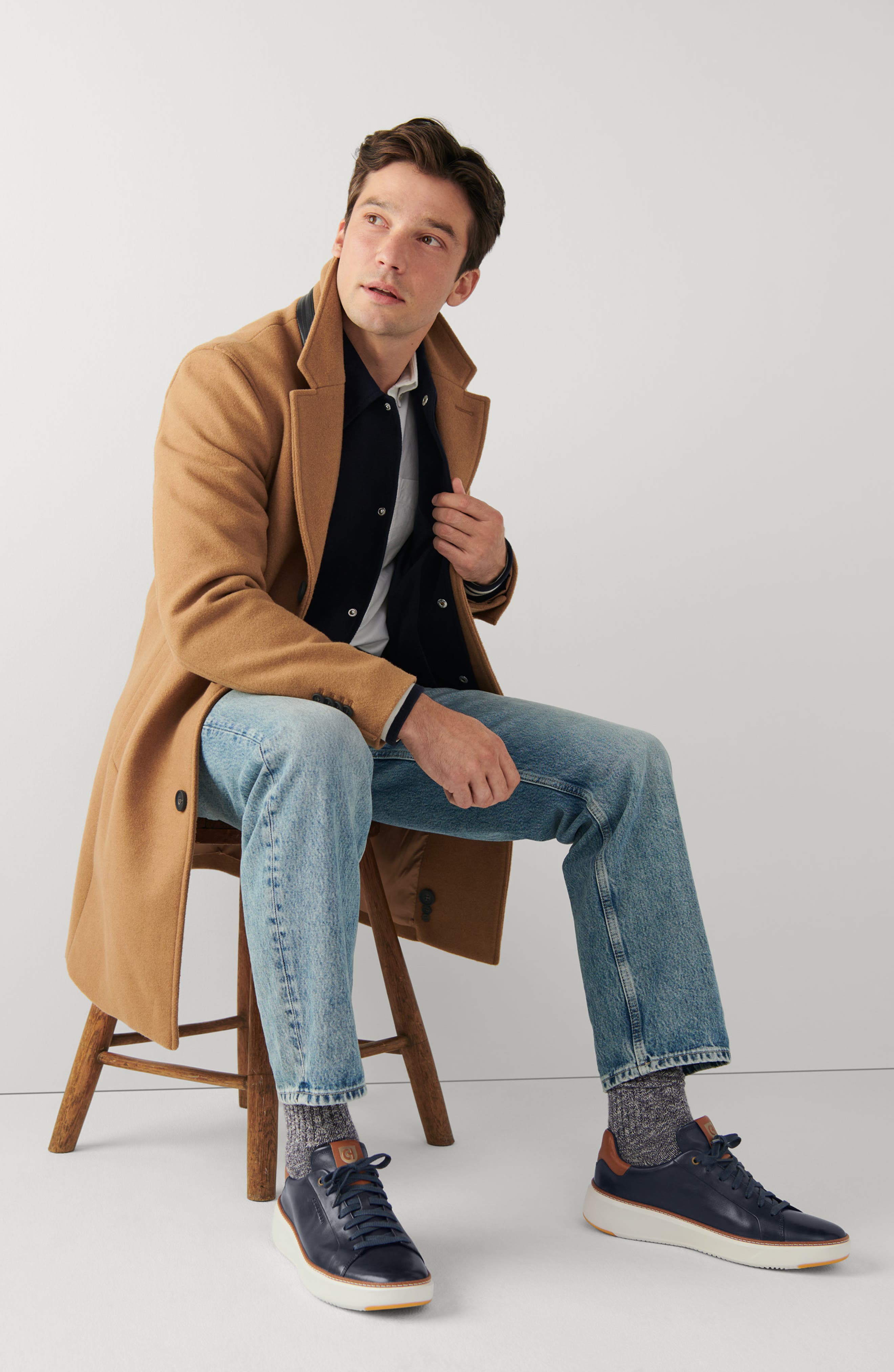 Cole Haan GrandPro Topspin Sneaker, Alternate, color, Navy Blazer Lthr/Ch British Tan/Ivory