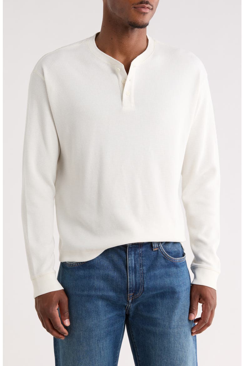 Long Sleeve Waffle Knit Henley, Main, color, IVORY EGRET