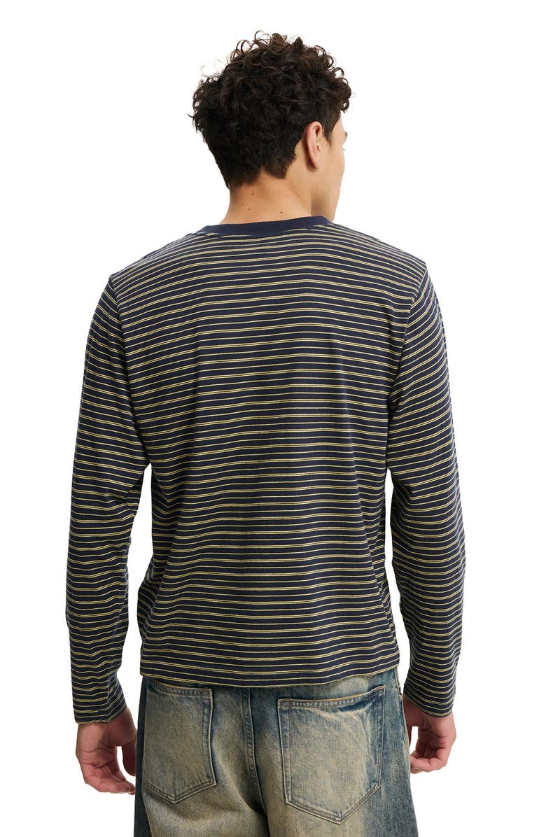 Cotton On Organic Cropped Fit Long Sleeve, Alternate, color, True Navy Sunray Yellow