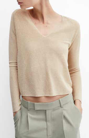 MANGO Shimmer V-Neck Sweater