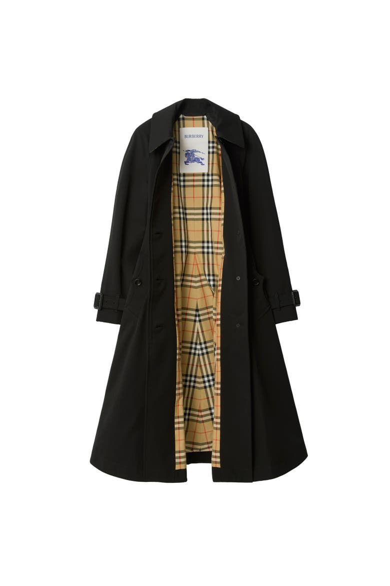 Long Gabardine Ellingham Fit-and-flare Car Coat, Alternate, color, Black