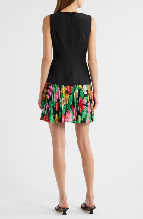 Milly Haddy Tulip Rosette Pleated Sleeveless Minidress In Black