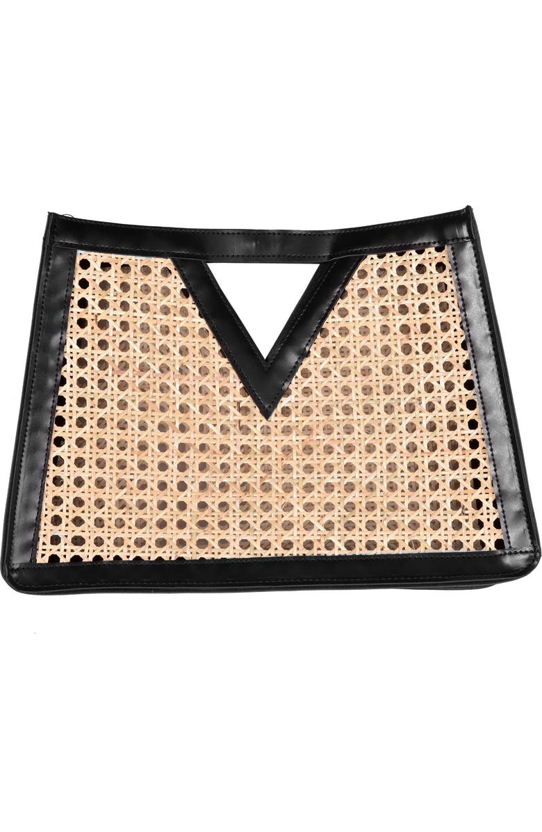 Adornia Rattan Frame Clutch, Main, color, Multi
