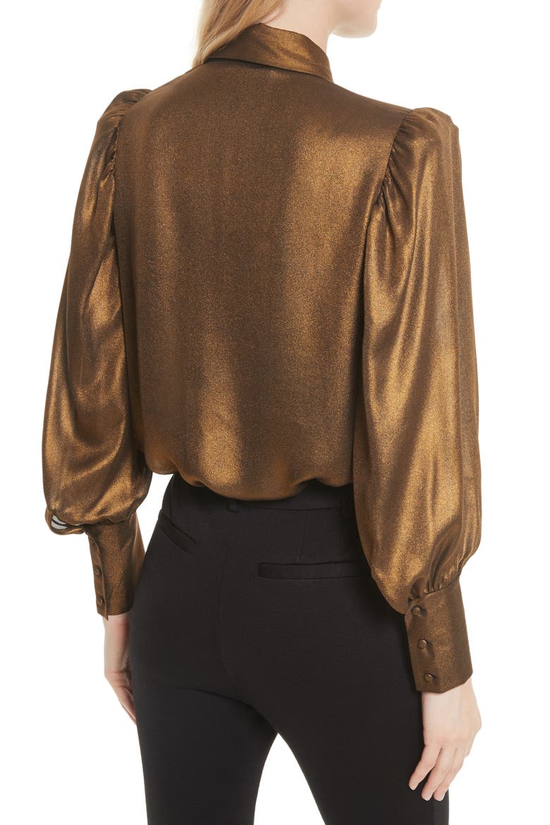 Voluminous Scarf Blouse, Alternate, color, GOLD