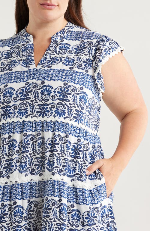 Caslonr Caslon(r) Ruffle Trim Linen Blend Shift Dress