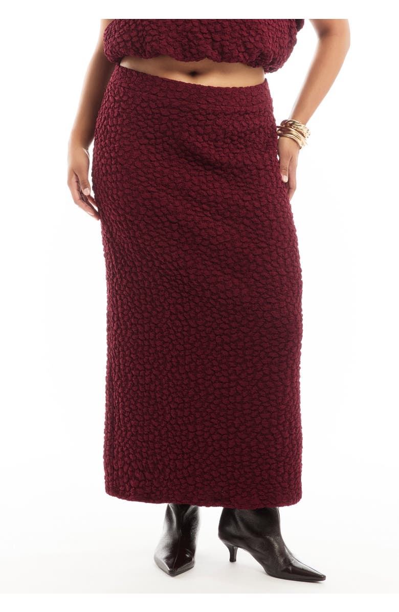 June + Vie Textured Knit Column Midi Skirt, Alternate, color, Pickled Beet