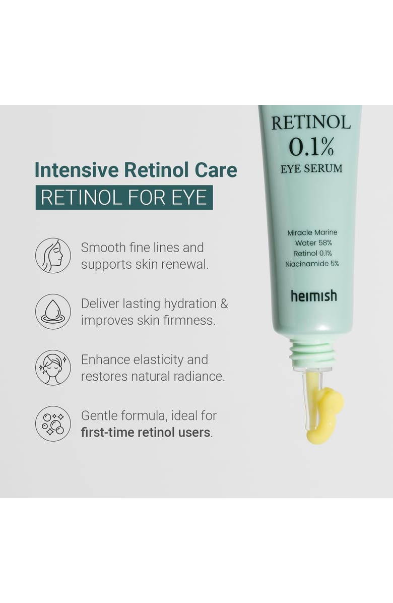Heimish Marine Care Retinol Eye Serum Anti Aging Serum for Firming, Anti Wrinkle, Skin Elasticity 1.0fl.oz/30ml, Alternate, color, Yellow