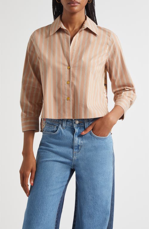 L Agence Fawn Western Card Print Shirt In Gold
