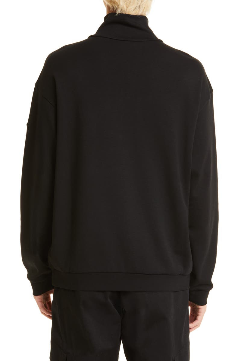 Moncler Mock Neck Half Zip Cotton Jersey Pullover, Alternate, color,