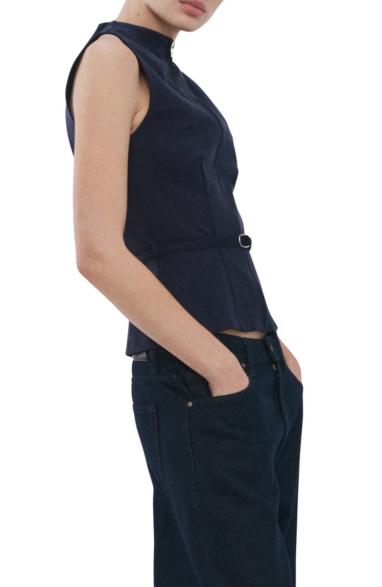 MANGO Fitted Zip Vest, Alternate, color, Dark Navy