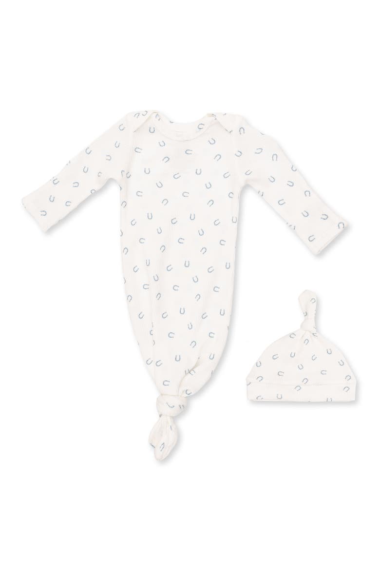 Kids' Little Horseshoes Knotted Gown & Hat Set, Main, color, IVORY