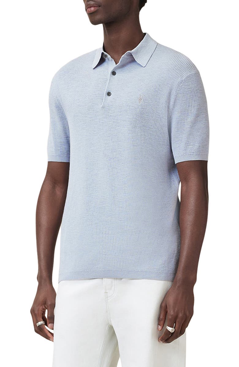 AllSaints Aubrey Ribbed Polo, Alternate, color, Shore Blue
