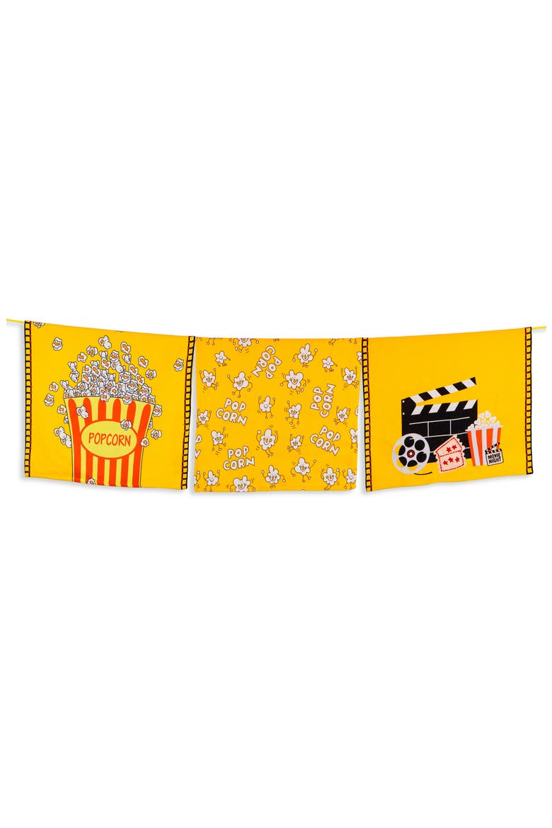 The Movie Night Set of 3 Cotton Kitchen Towels, Main, color, YELLOW/ RED/ BLACK
