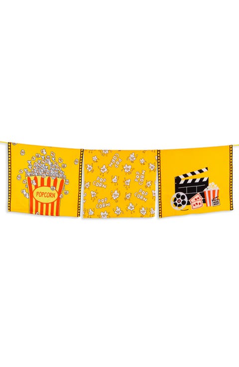 The Movie Night Set of 3 Cotton Kitchen Towels