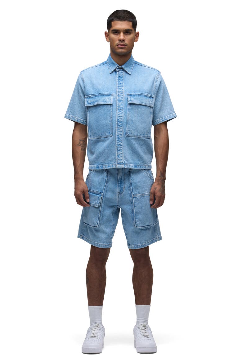 Industry Denim Cargo Shorts, Alternate, color, HAZY
