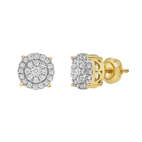 Concentric Circle 14K Yellow Gold Diamond Earrings - 0.5ct.