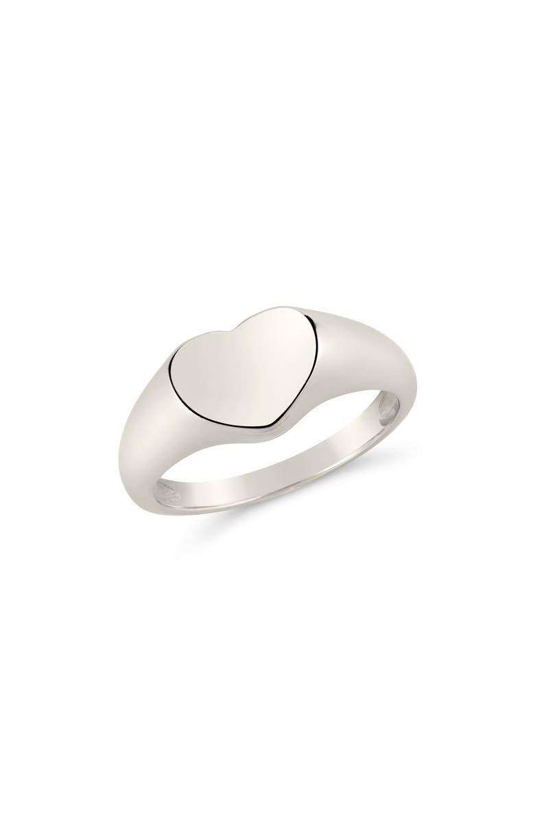 Sterling Forever Cora Heart Signet Ring, Main, color, 