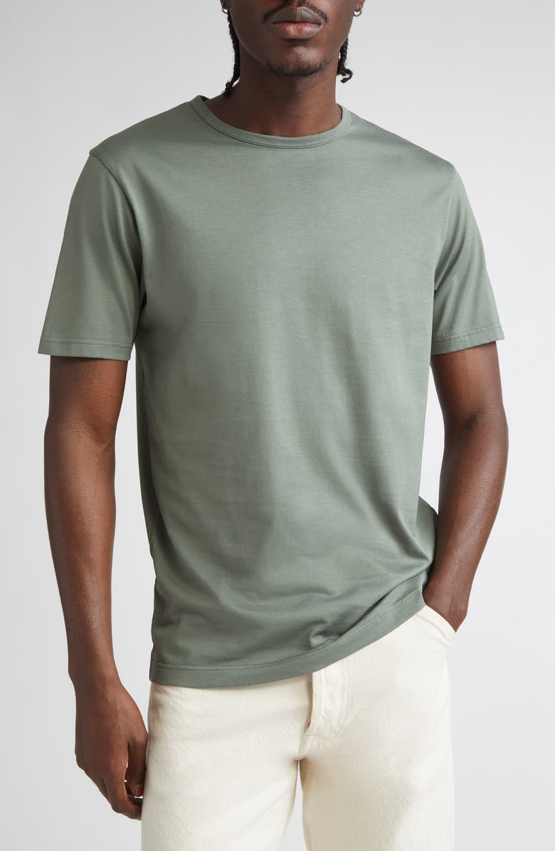 Sunspel Cotton Crewneck T-Shirt, Main, color, Dark Green