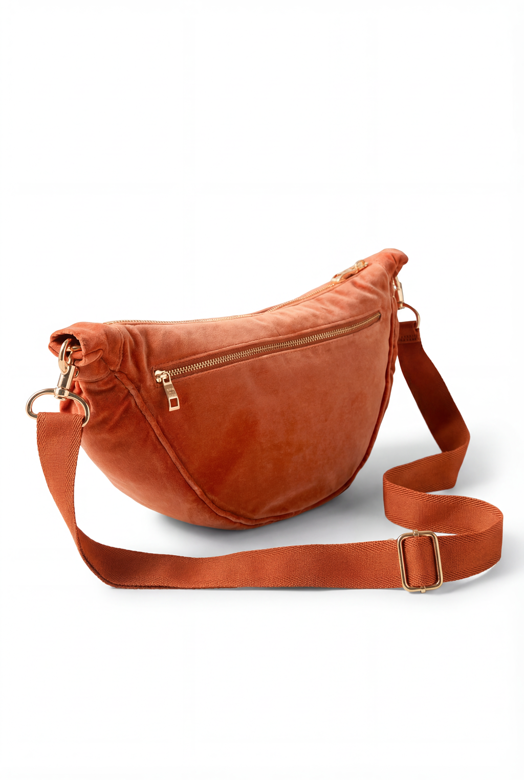 Elizabeth Scarlett Sun Goddess Velvet Crossbody, Alternate, color, Rust
