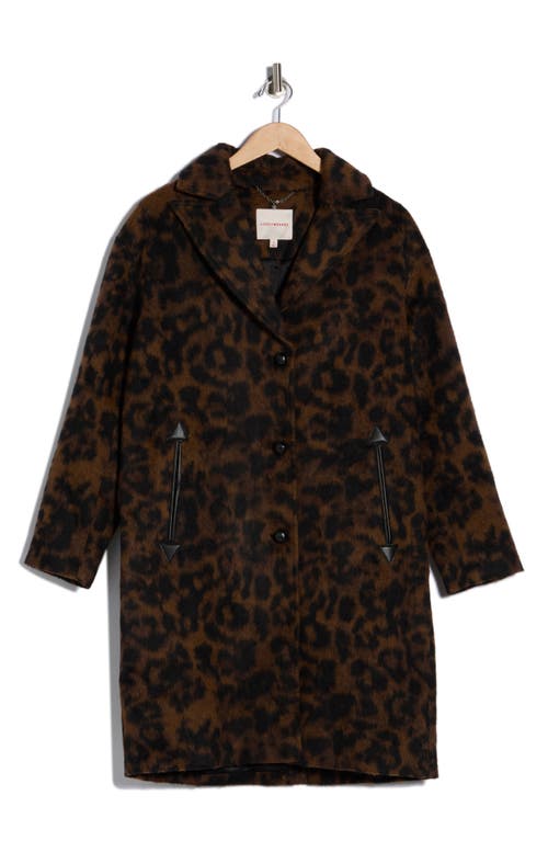 Lucky Brand Notch Lapel Faux Leather Trim Western Coat In Animal Print
