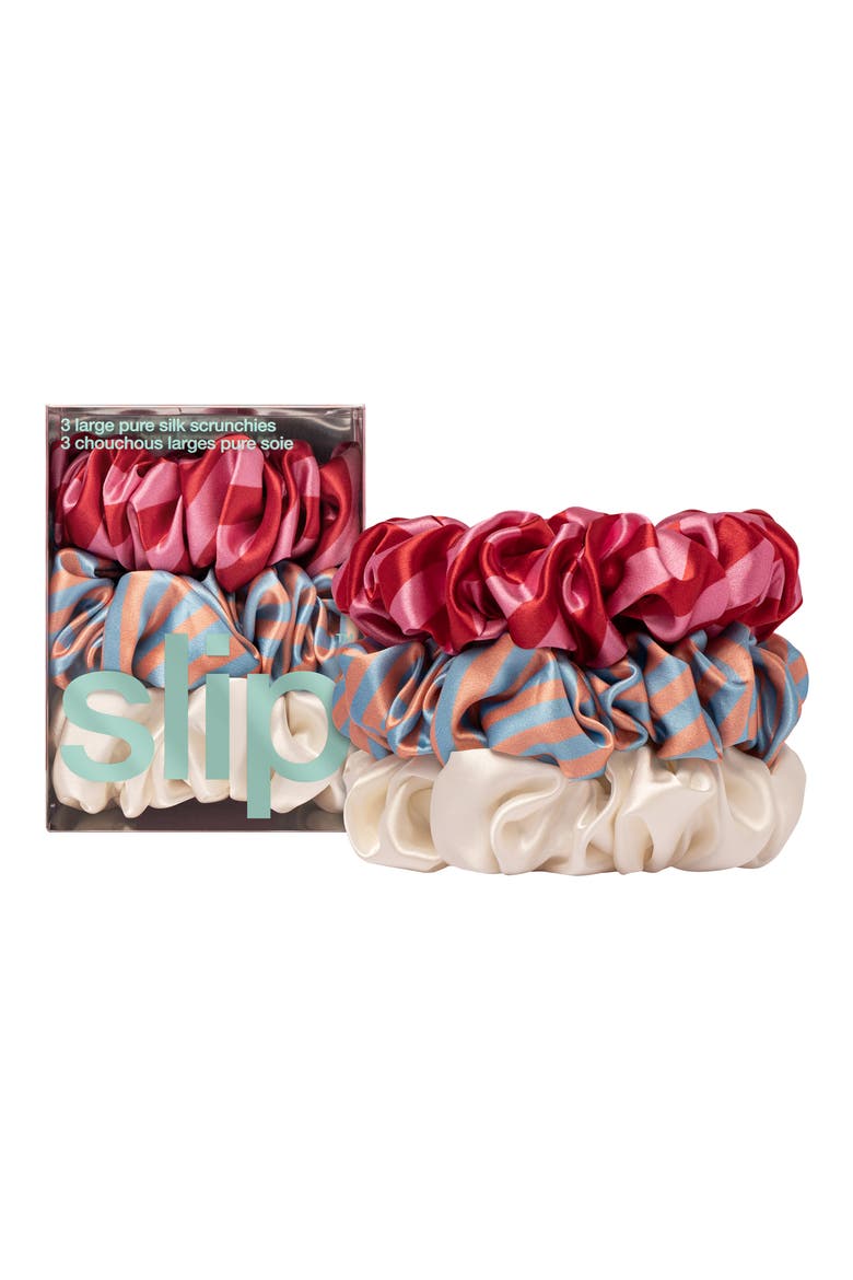 Midsummer 3-Pack Large Silk Scrunchies Set, Main, color, MIDSUMMER