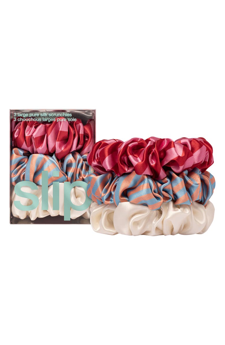 slip Midsummer 3-Pack Large Silk Scrunchies Set, Main, color, 
