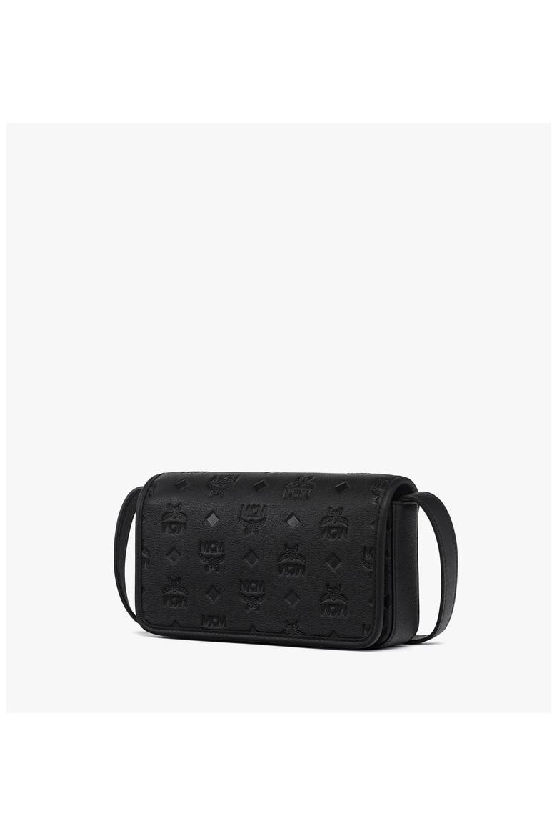 Aren Crossbody Wallet in Embossed Monogram Leather, Alternate, color, Black