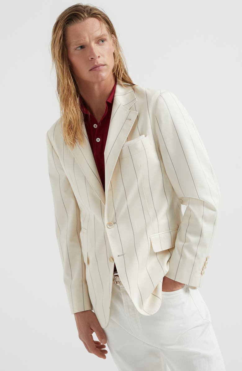 Brunello Cucinelli Chalk stripe deconstructed blazer, Alternate, color,